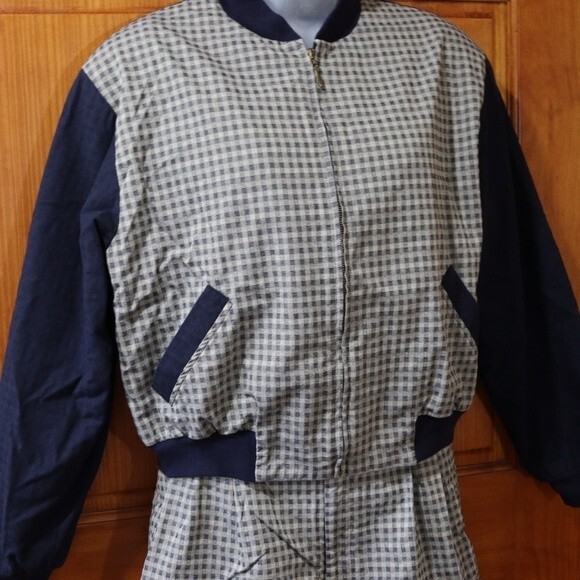 Haley Vintage Short & Jacket Set Gingham Plaid Cotton Medium - Picture 5 of 16